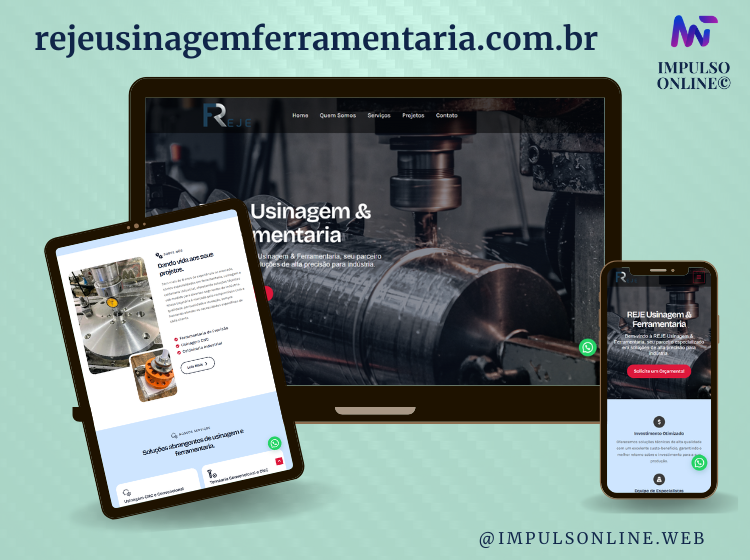 Criação de site institucional para empresa Reje Usinagem e Ferramentaria
